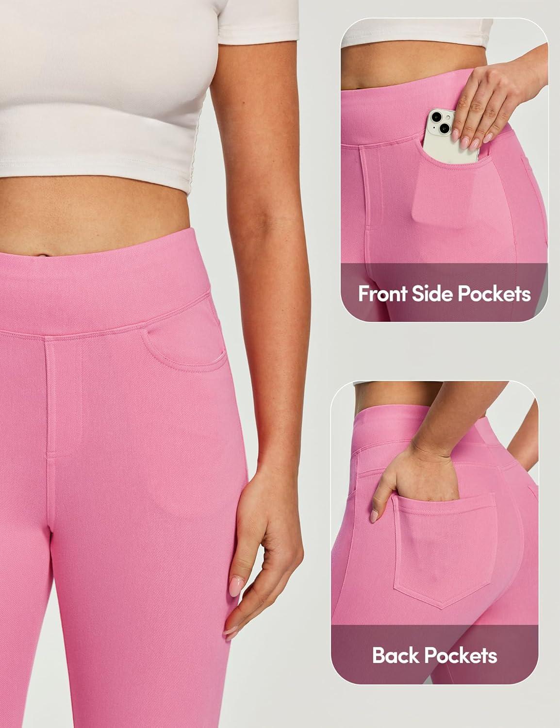 image:imageIUGA Stretchy Jeans for Women High Waist Jeggings Tummy Control Skinny Jeans Pull on Leggings with Pockets Trendy CasualPink