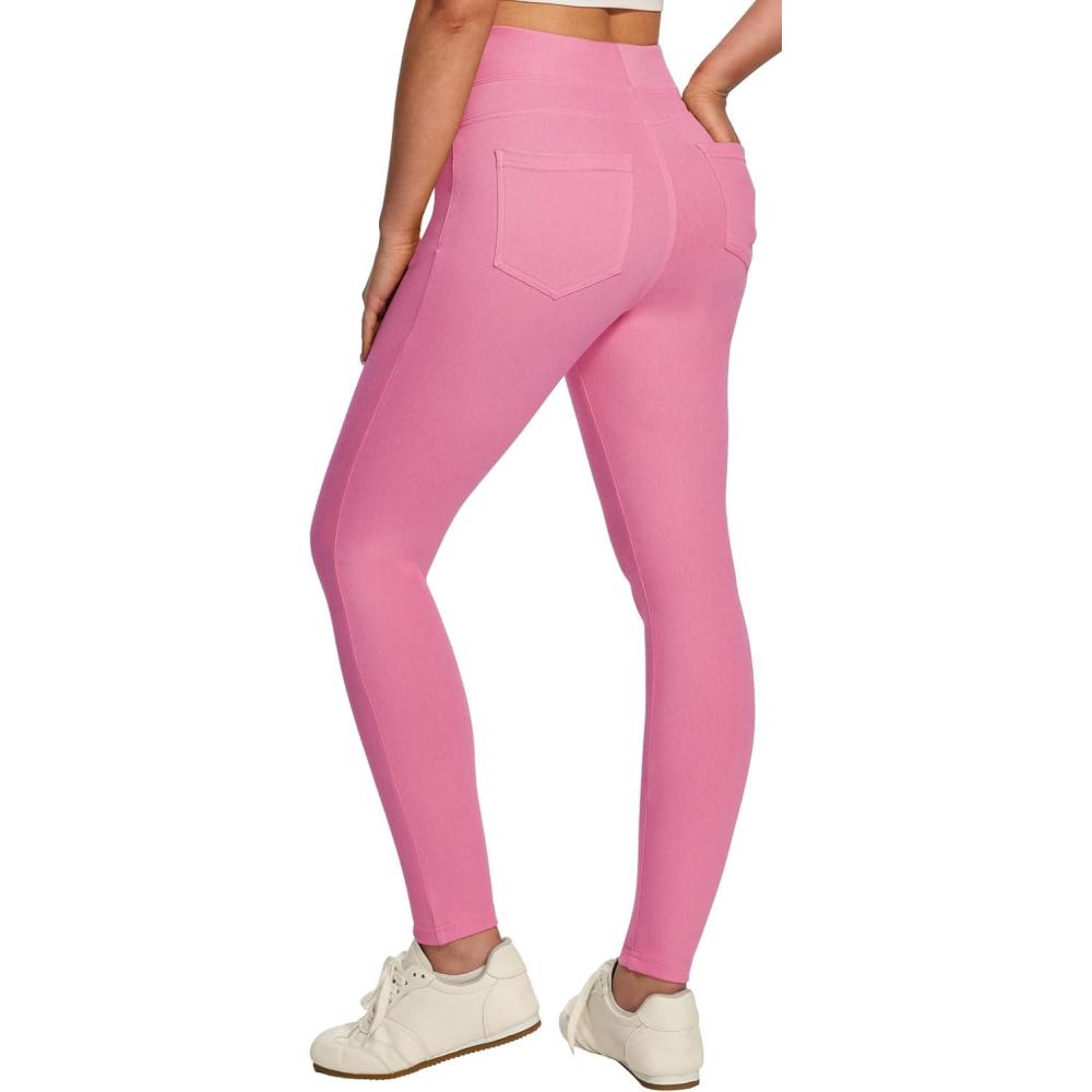image:imageIUGA Stretchy Jeans for Women High Waist Jeggings Tummy Control Skinny Jeans Pull on Leggings with Pockets Trendy CasualPink