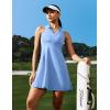 IUGA Tennis Dress for Women Golf Dress with Shorts Underneath Workout Athletic Dresses Built-in Bra Sleeveless Polo Dresses(Aqua Blue)
