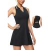 IUGA Tennis Dress for Women Golf Dress with Shorts Underneath Workout Athletic Dresses Built-in Bra Sleeveless Polo Dresses(Black)