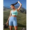 IUGA Biker Shorts Women Tummy Control 8″ Workout Gym High Waisted Running Yoga Compression Spandex Shorts Women with Pockets(Sky)