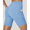 IUGA Biker Shorts Women Tummy Control 8″ Workout Gym High Waisted Running Yoga Compression Spandex Shorts Women with Pockets(Sky)
