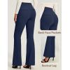 IUGA Stretchy Dress Pants Women High Waist Work Pants Business Casual Bootcut Slacks Pull On Trousers with Zipper Pockets(Midnight Blue)