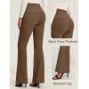 IUGA Stretchy Dress Pants Women High Waist Work Pants Business Casual Bootcut Slacks Pull On Trousers with Zipper Pockets(Mocha Brown)