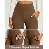 IUGA Stretchy Dress Pants Women High Waist Work Pants Business Casual Bootcut Slacks Pull On Trousers with Zipper Pockets(Mocha Brown)