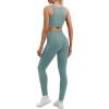 IUGA Workout Sets for Women 2 Piece Workout Outfits Women Workout Leggings with Ribbed Crop Top Yoga Gym Activewear Set