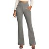 IUGA Stretchy Dress Pants Women High Waist Work Pants Business Casual Bootcut Slacks Pull On Trousers with Zipper Pockets(Charcoal Gray)