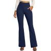 IUGA Stretchy Dress Pants Women High Waist Work Pants Business Casual Bootcut Slacks Pull On Trousers with Zipper Pockets(Midnight Blue)