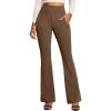 IUGA Stretchy Dress Pants Women High Waist Work Pants Business Casual Bootcut Slacks Pull On Trousers with Zipper Pockets(Mocha Brown)