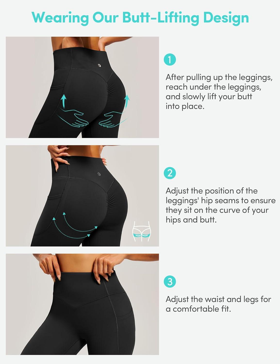image:imageIUGA Womens Tummy Control Compression Workout Yoga Pants with PocketsBlack