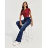 IUGA Stretchy Bell Bottom Jeans for Women Sweatpant Jeans V Cross High Waisted Jeggings Pull On Bootcut Jean Flare Leggings(Whiskers Dark Wash 31″)