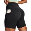 IUGA Scrunch Butt Lifting Biker Shorts Women with Pockets 6” High Waisted Workout Shorts Tummy Control Gym Yoga Spandex(Black)