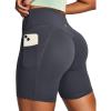 IUGA Scrunch Butt Lifting Biker Shorts Women with Pockets 6” High Waisted Workout Shorts Tummy Control Gym Yoga Spandex(Ink Gray)