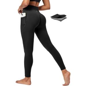 IUGA Women’s Tummy Control Compression Workout Yoga Pants with Pockets(Black)