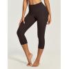 IUGA High Waisted Yoga Pants for Women with Pockets Capri Leggings for Women Workout Leggings for Women Yoga Capris(Espresso)