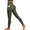 IUGA Womens Hidden Scrunch Butt Lifting Leggings Compression Gym Leggings with Pockets Booty Workout Yoga Pants Tummy Control(Grass Grey Green)