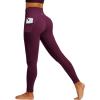 IUGA Womens Hidden Scrunch Butt Lifting Leggings Compression Gym Leggings with Pockets Booty Workout Yoga Pants Tummy Control(Maroon)