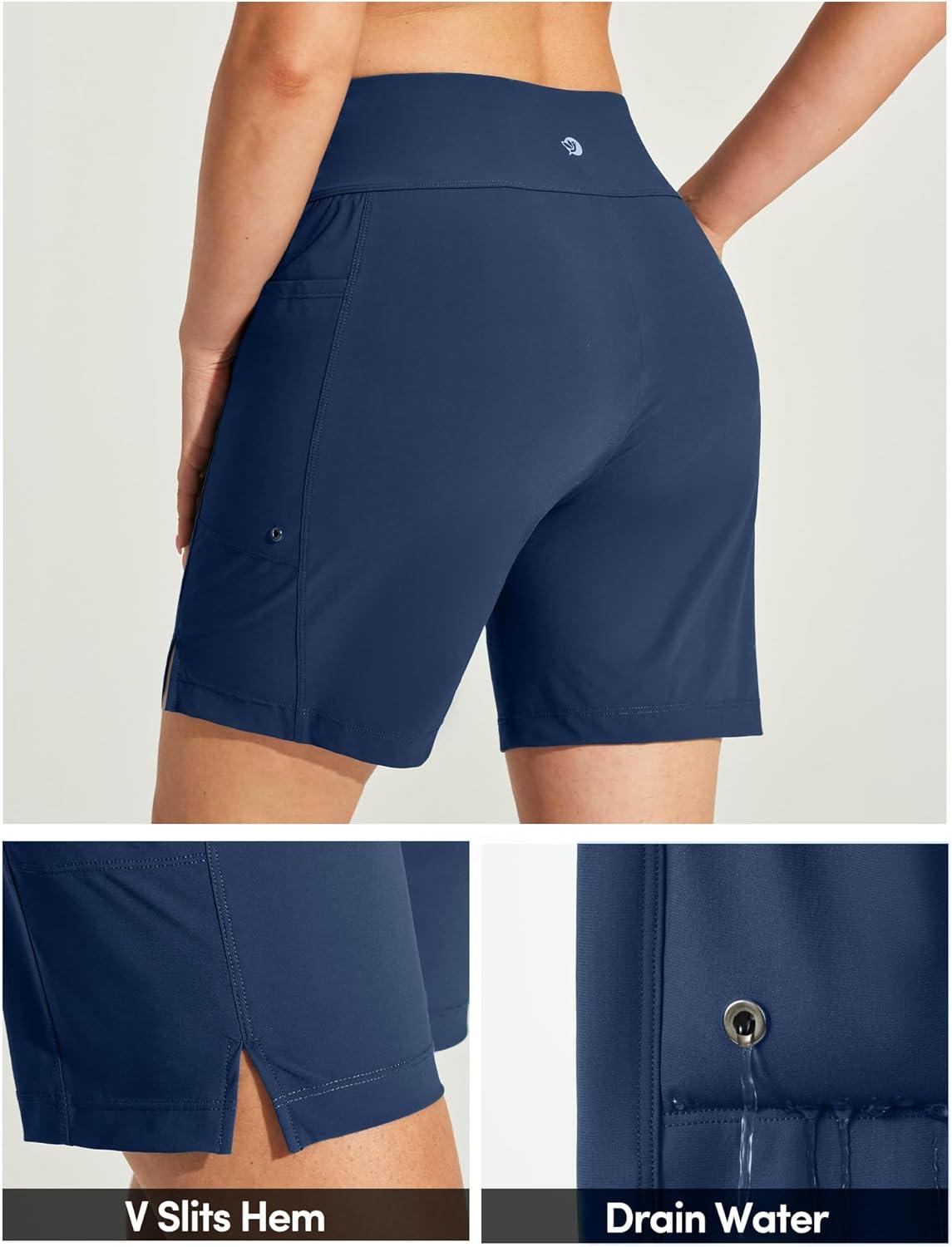 image:imageIUGA Swim Shorts Women 7 High Waisted Swim Board Shorts Quick Dry Bathing Suit Bottoms for Women Swimsuit with Liner PocketsDark Blue