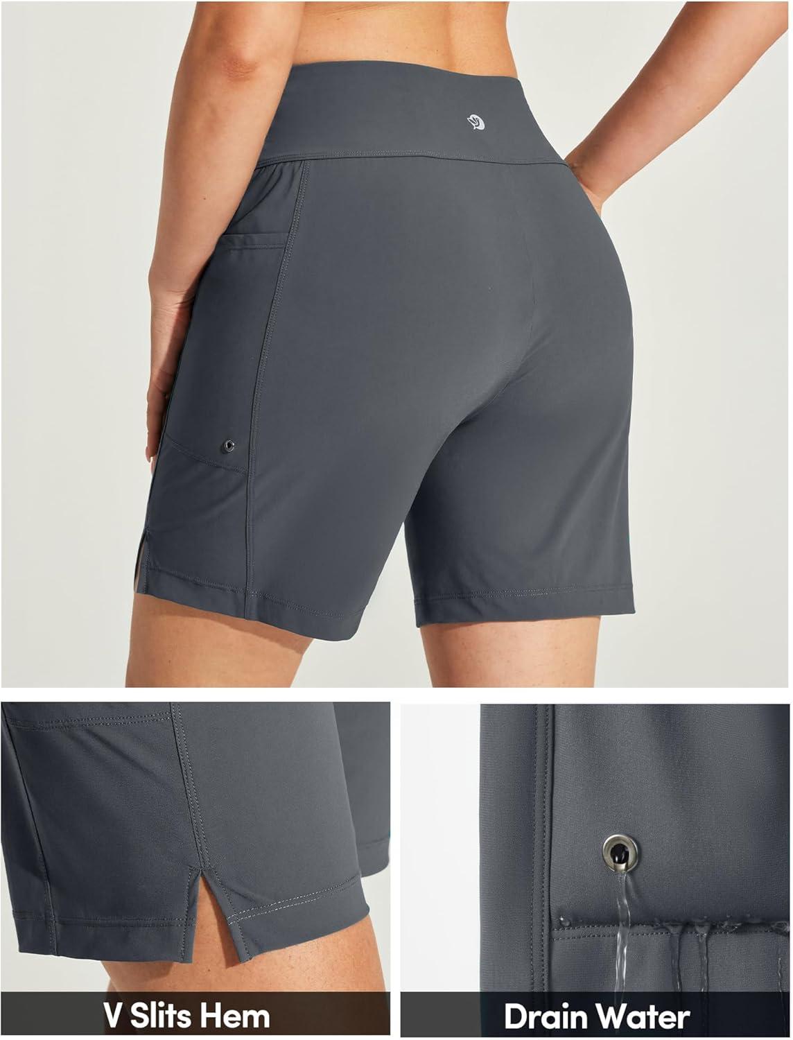 image:imageIUGA Swim Shorts Women 7 High Waisted Swim Board Shorts Quick Dry Bathing Suit Bottoms for Women Swimsuit with Liner PocketsDark Grey