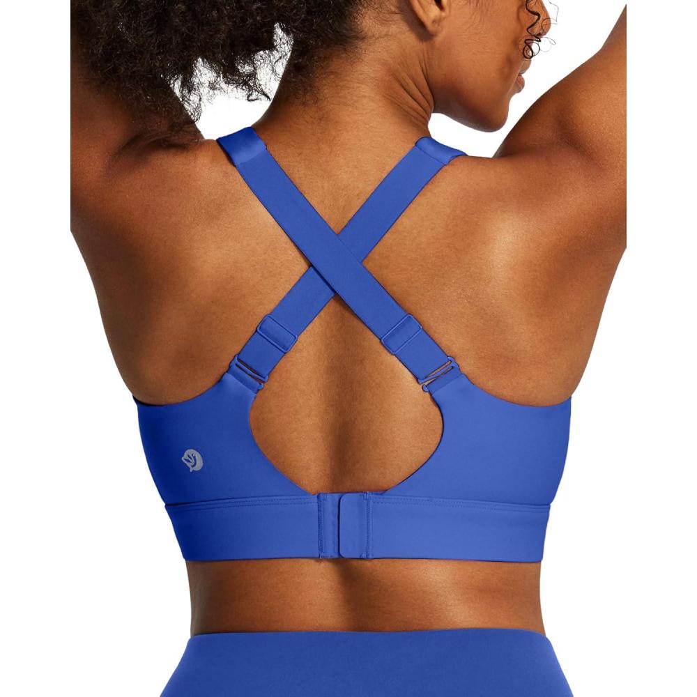 image:imageIUGA High Support Sports Bras for Women High Impact Sports Bra Adjustable Criss Cross Back Yoga Workout Bra with Molded CupDynamic Blue