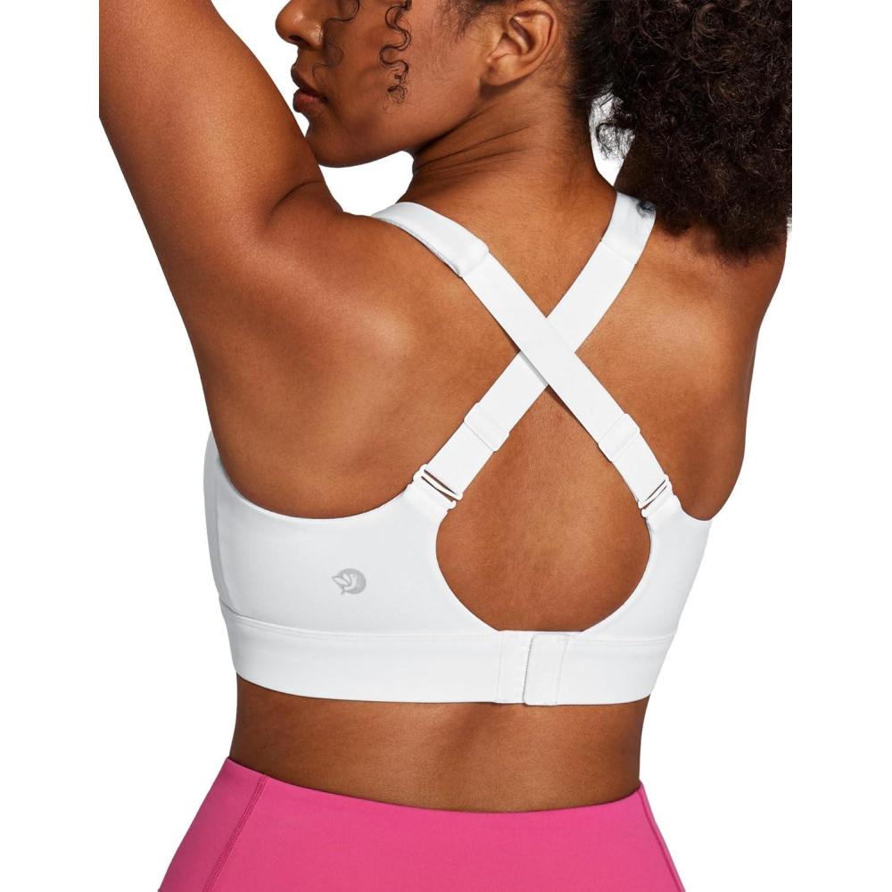 image:imageIUGA High Support Sports Bras for Women High Impact Sports Bra Adjustable Criss Cross Back Yoga Workout Bra with Molded CupWhite