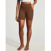 IUGA 6” Butt Lifting Biker Shorts Women with Pockets Tummy Control No Front Seam Gym Workout Shorts Scrunch Booty Yoga(Brown)
