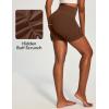 IUGA 6” Butt Lifting Biker Shorts Women with Pockets Tummy Control No Front Seam Gym Workout Shorts Scrunch Booty Yoga(Brown)