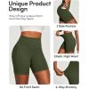 IUGA 6” Butt Lifting Biker Shorts Women with Pockets Tummy Control No Front Seam Gym Workout Shorts Scrunch Booty Yoga(Grass Grey Green)