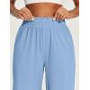 IUGA Capri Pants for Women High Waisted Wide Leg Casual Lounge Summer Pant Capris Adjustable Drawstring with Pockets(Aqua Blue)