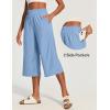 IUGA Capri Pants for Women High Waisted Wide Leg Casual Lounge Summer Pant Capris Adjustable Drawstring with Pockets(Aqua Blue)