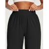 IUGA Capri Pants for Women High Waisted Wide Leg Casual Lounge Summer Pant Capris Adjustable Drawstring with Pockets(Black)