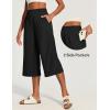 IUGA Capri Pants for Women High Waisted Wide Leg Casual Lounge Summer Pant Capris Adjustable Drawstring with Pockets(Black)