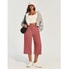 IUGA Capri Pants for Women High Waisted Wide Leg Casual Lounge Summer Pant Capris Adjustable Drawstring with Pockets(Brick Red)