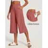 IUGA Capri Pants for Women High Waisted Wide Leg Casual Lounge Summer Pant Capris Adjustable Drawstring with Pockets(Brick Red)