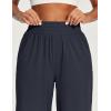 IUGA Capri Pants for Women High Waisted Wide Leg Casual Lounge Summer Pant Capris Adjustable Drawstring with Pockets(Navy)