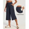 IUGA Capri Pants for Women High Waisted Wide Leg Casual Lounge Summer Pant Capris Adjustable Drawstring with Pockets(Navy)