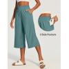 IUGA Capri Pants for Women High Waisted Wide Leg Casual Lounge Summer Pant Capris Adjustable Drawstring with Pockets(Sea Green)