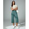 IUGA Capri Pants for Women High Waisted Wide Leg Casual Lounge Summer Pant Capris Adjustable Drawstring with Pockets(Sea Green)
