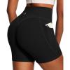 IUGA 6” Butt Lifting Biker Shorts Women with Pockets Tummy Control No Front Seam Gym Workout Shorts Scrunch Booty Yoga(Black)