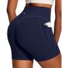IUGA 6” Butt Lifting Biker Shorts Women with Pockets Tummy Control No Front Seam Gym Workout Shorts Scrunch Booty Yoga(Navy Blue)