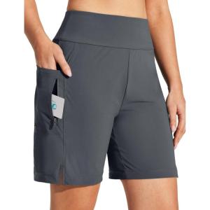 IUGA Swim Shorts Women 7″ High Waisted Swim Board Shorts Quick Dry Bathing Suit Bottoms for Women Swimsuit with Liner Pockets(Dark Grey)