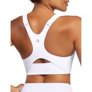 Sports Bras for Women High Support Womens Large Bust High Impact Sports Bras Wireless Push Up Racerback Workout Yoga Top(White)