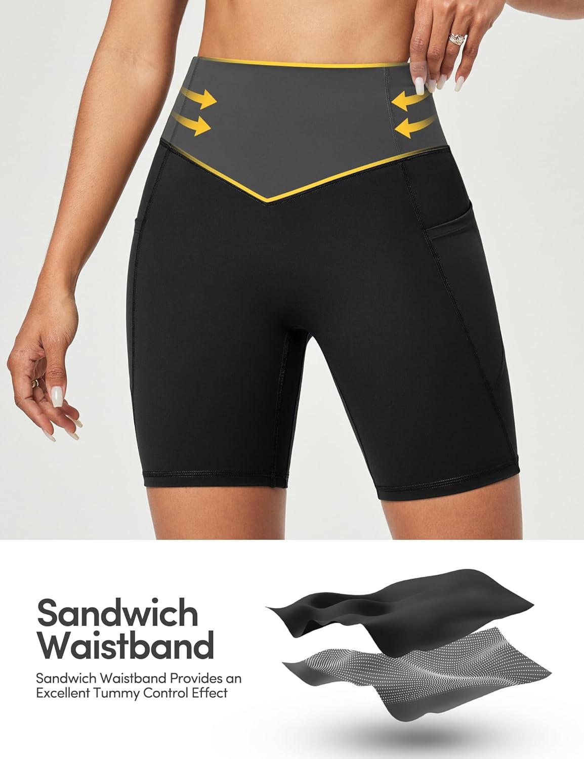 image:imageIUGA Gym Shorts Women Scrunch Butt Lifting Tummy Control Biker Shorts with Pockets High Waist Yoga Booty Workout Running 6Black