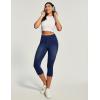 IUGA Capri Jeans for Women Stretchy Jean Capris Pull On Jeggings High Waisted Denim Capri Leggings Casual Pants with Pockets(Dark Blue Monkey Wash)