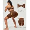 IUGA Gym Shorts Women Scrunch Butt Lifting Tummy Control Biker Shorts with Pockets High Waist Yoga Booty Workout Running 6″(Brown)