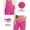 IUGA Mini Flare Leggings for Women Tummy Control Hidden Scrunch Butt Flared Yoga Pants with Pockets No Front Seam Workout(Hot Pink)