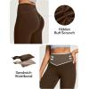IUGA Mini Flare Leggings for Women Tummy Control Hidden Scrunch Butt Flared Yoga Pants with Pockets No Front Seam Workout(Java Brown)