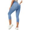 IUGA Capri Jeans for Women Stretchy Jean Capris Pull On Jeggings High Waisted Denim Capri Leggings Casual Pants with Pockets(Baby Blue)