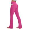 IUGA Mini Flare Leggings for Women Tummy Control Hidden Scrunch Butt Flared Yoga Pants with Pockets No Front Seam Workout(Hot Pink)