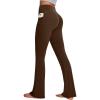 IUGA Mini Flare Leggings for Women Tummy Control Hidden Scrunch Butt Flared Yoga Pants with Pockets No Front Seam Workout(Java Brown)